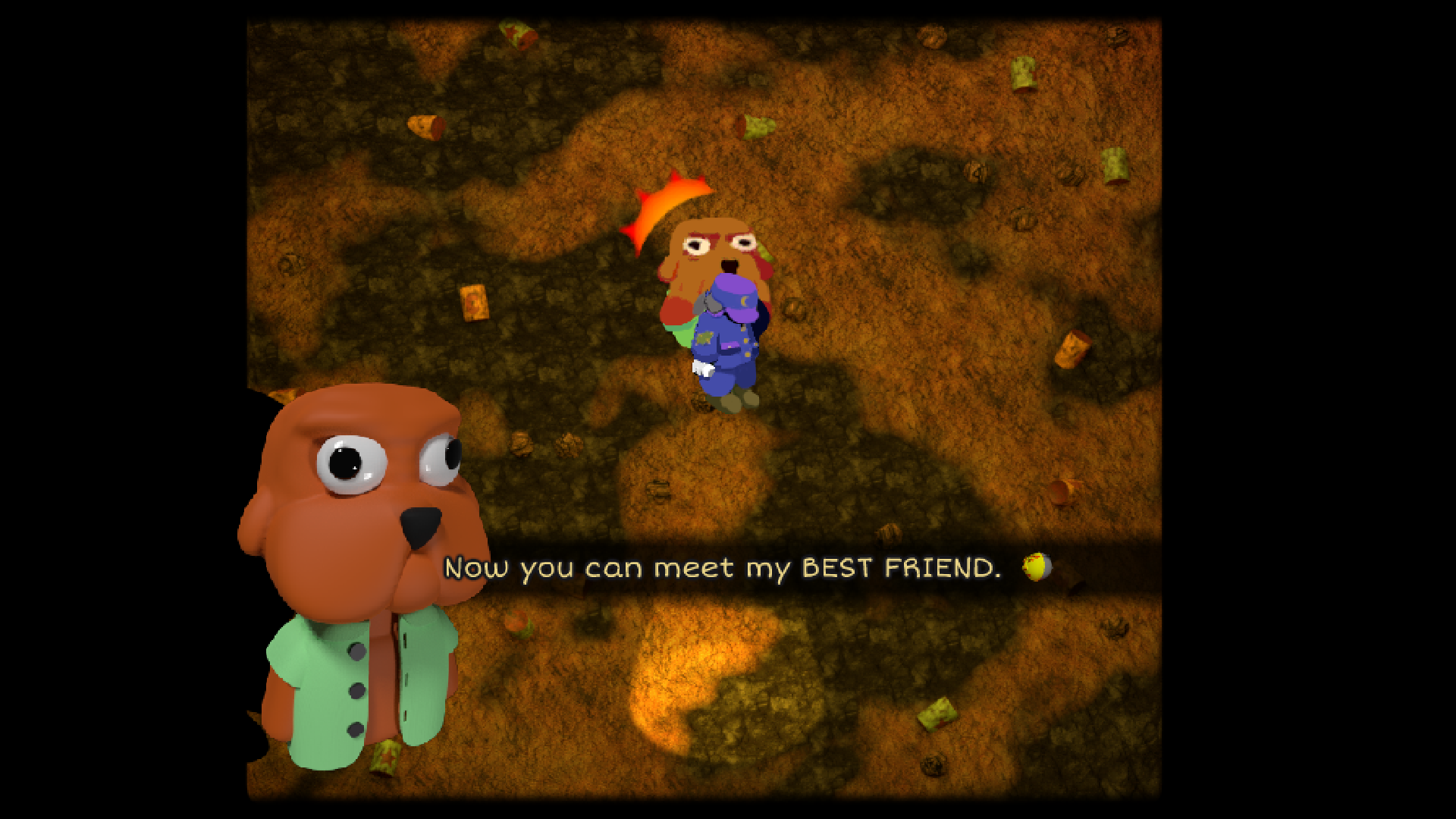 A bulldog in a waistcoat says to Home, "Now you can meet my BEST FRIEND."