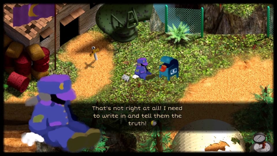 Home from 24 Killers talking to a dog-like mailbox.